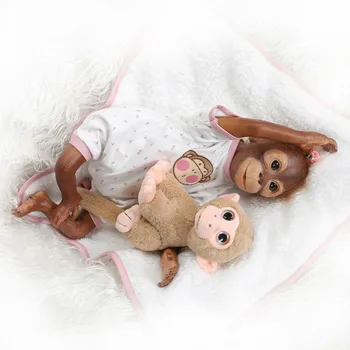 Macaco boneca 20inch Ahv Baby silikoonist Nukk Mänguasjad Lapiga Keha 52 cm Realistlik bebes Reborn Nukku Ahve Lastele Kingitus