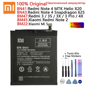 Xiao Mi Originaal BM45 BM47 BN43 BM22 BN41 Aku Xiaomi Redmi 3 3S 3X 4 märkus 2 Märkus 4 4X MTK 625 MI 5 Originaal Akud