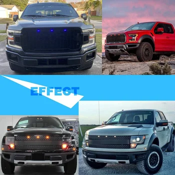 Ees Grill, Tuled Ford Raptor F150 Võrede 2010-& 2017-2021 Suitsutatud Objektiivi Kollane LED Parkimine/Töötab Amber Light