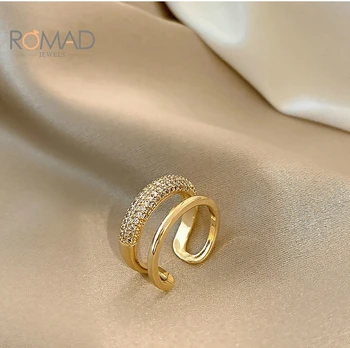 ROMAD 925 Sterling Hõbe Peen Geomeetriline Lihtne Ringi Mood Naiste Mitmekülgne, Avatud Ring Elegantne Ehted Anillos Mujer