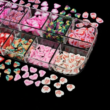 12 Võrgud/Set Küünte Kleebis Valentines Disain Akrüül Küünte Art Segatud Armastus Südames Viilud 3D Värviline Küünte Kaunistamiseks Maniküür Vahendid