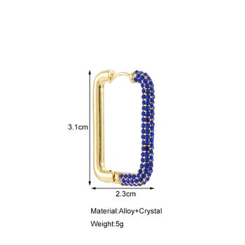 Loominguline Lihtne Disain Hoop Kõrvarõngad Naistele Kulla Värvi Crystal Kattega Peen Geomeetriline Ristküliku Kõrvarõngas Mood Ehteid