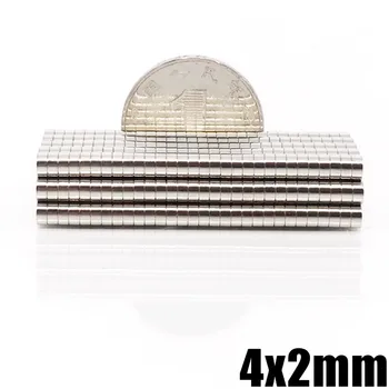 50-1000pcs Neodüüm magnet 4x2 Haruldaste Muldmetallide väike Tugev Ring alalise 4*2 mm, külmkapp Elektromagnet NdFeB nickle magnet KETAS