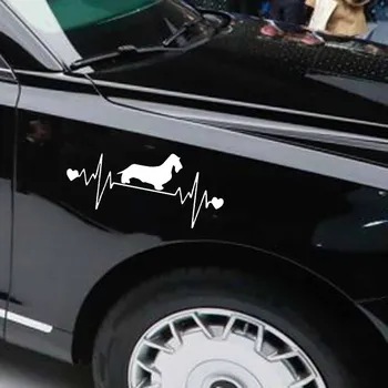 Taks Päästerõngas Auto Kleebis Taks Heartbeat Koer Dekoratiivsed Aksessuaarid Loominguline Päevitus-ja Veekindel PVC17cm*8cm