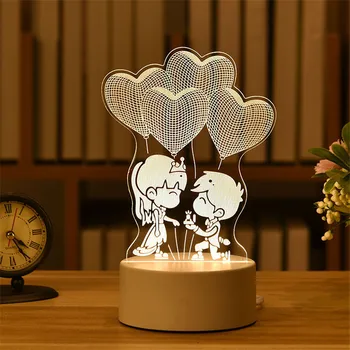 Romantiline Armastus 3D Lamp Südame-kujuline Õhupall Akrüül LED Night Light Dekoratiivsed Tabel sõbrapäeva Kullake Naise Kingitus