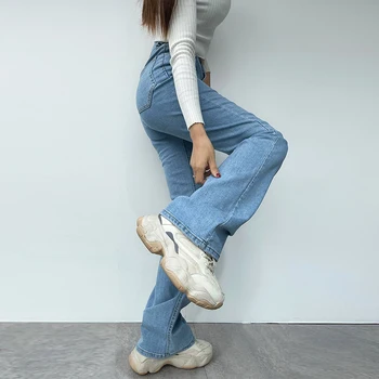Naiste Teksad Naiste Kõrge Vöökoht Mood Sirge Denim Püksid Kottis Vabaaja Naiste Joggers 2021 Suvel Classic Vintage Rõivad