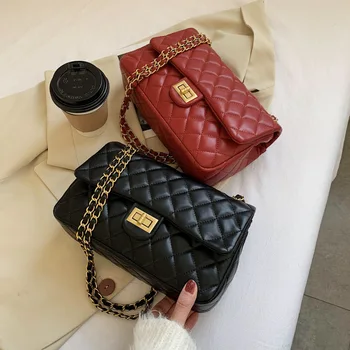 Textured Women's Bags 2021 Spring New Trendy Fashion Underarm Diamond Chain Shoulder Messenger Bag Personalized Small Square Bag