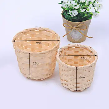 Väike Korv Desktop Viimistlus Kodu Hoidmine Bambusest Kudumine Toodete Tühi-Tähi Korraldaja Rotangist Taime Kasti Vitstest Korvid
