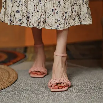 ALLBITEFO Mood jutustama seksikad kõrge kontsaga kingad pahkluu lukk naiste kontsaga kingad suvel naiste sandaalid des sandalias naiste kingad