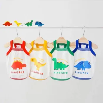 4 Värvi Armas Dinosaurus Prindi Suvel Koera Riided Puuvill Koer T-särk, Vest Väikeste Koerte Pilduma Armas Kutsikas Riided Rõivad Särk