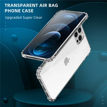 USLION Selge Case For iPhone 12 11 Pro Max XR, XS Tagasi kvaliteetsest TPU Põrutuskindel Full Objektiivi kaitsekaas Läbipaistev Juhul