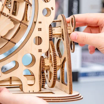 Puidust Maailma Puzzle 3D DIY Mehaanilise Ajami Mudel ülekandemehhanismi Pöörata Kokkupanek Mõistatusi siseministeeriumi Teenetemärgi Mänguasjad