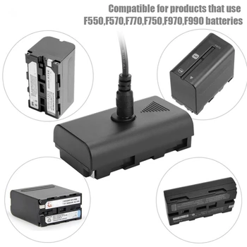 SM Koppel Dummy Aku+5V USB Kaabel Sony NP-F550 F570 F770 F750 F970 F990 USB Kaabel
