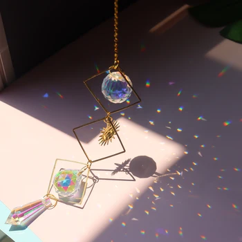Kuu Ringi Vikerkaar Crystal Rippuvad Prisma Ornament Ripats Kodu Aed Auto Decor Crystal Tuul Kellamäng Ripats, Uus