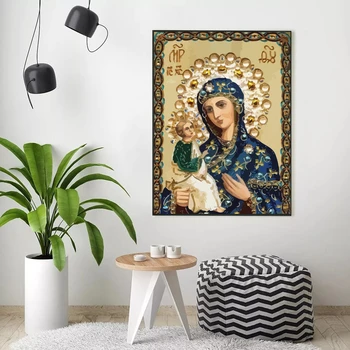 HUACAN DIY Värvi Number Jeesus Käsitsi Maalitud Maali Kunst Pildid arvu Järgi Neitsi Maarja Joonis Lõuendil Komplektid Home Decor