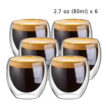 QQ ELU Uus 6tk 80ml 2.7 oz Klaas Topelt Seinaga, Soojusisolatsiooniga Trummel Espresso Tee Tassi kohvi kruus tazas de ceramica creativas