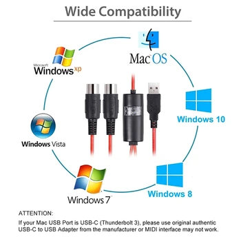 5-Pin Midi USB-In-Out) Kaabli Adapter Converter For Windows, Mac, Ios Sülearvuti Muusika Klaveri Klaviatuuri
