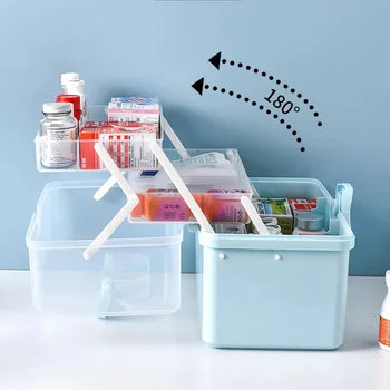 Suure Mahutavusega (First Aid Kit Paagi Plastikust Kaasaskantav Meditsiin Ladustamise Kasti Multi-Funktsionaalne Perekond Emergency Kit koos Käepide