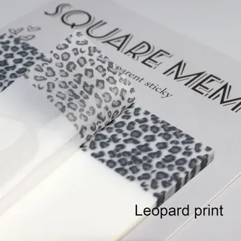 Leopard Print Square Memo Läbipaistev Märkmete Veekindel Korratav Paste Notepad Jälgimise Joonistuspaberit Postuleerib Papeterie