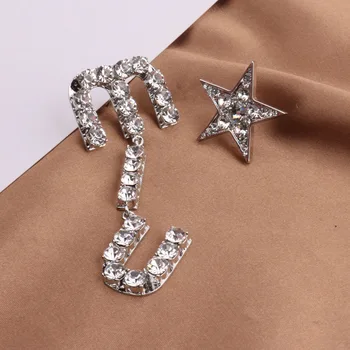 Armas Rhinestone Star Naiste Pikk Ebaregulaarne Kõrvarõngas 925 Silver Needle M Fashion Brand Ehted