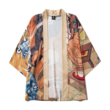 Kevadel Deemon Trükitud Armastavad Jaapani Samurai Stiilis Kimono Streetwear Meeste Ja Naiste Kampsun, Jaapani Harajuku Anime Rüü Riided