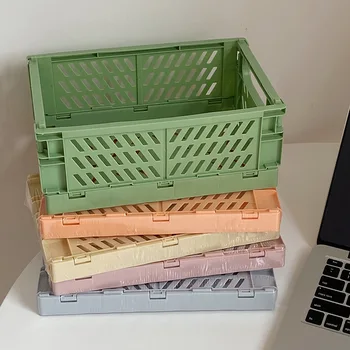 Plastikust Kasti Kokkupandav Folding Ladustamise Kasti Korvi Kodu Hoidmine Asjade Kasulikkus Kosmeetika Konteiner Desktop Omanik roosa roheline