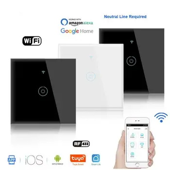 Smart Wifi Touch Lüliti Nr Neutraalne Traat Vajalik Smart Home 1/2/3 Gang Valguse Lüliti 220V Toetada Alexa Tuya Remote App