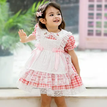 2021 Suvel Tüdrukud Lapsed Hispaania Kleit Lapsed Lolita Ball Kleit Kleidid Ja Vintage Lapse Ruuduline Pits Printsess Frock Tüdruk Partei Frocks