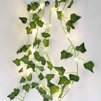 12tk Kunstlik Taimed LED Leaf Vanik Silk Rotangist Leaf Viinapuu Rippuvad Kodu elutuba Decor Võltsitud Ivy Vanik Teenetemärgi