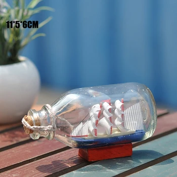 Mini Laev, Paat Klaasist Pudel Vahemere Stiilis Purjelaev Ilus Tähendus Home Decor Desktop Kaunistused