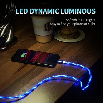 LED Light Hõõguv Kaabel Mobiiltelefoni Laadimiseks Micro-USB-Kaablid C-Tüüpi Laadija iPhone Xiaomi Huawei Samsung Tasuta pikendusjuhet