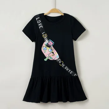 LUCKKIDS 2021 Brand New Girl Dress T-Särk+Seelik Sobiks Swaggie Lahe Getto Tüdrukute Riided Suvel Vibe 2-6T Sünnipäeva Kingitus