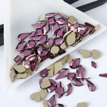Ametüst Segatud Kuju Nailart lihvitud teemandid 3D nail art decorationFlat Klaas kivid Erineva kujundusega 30/100tk