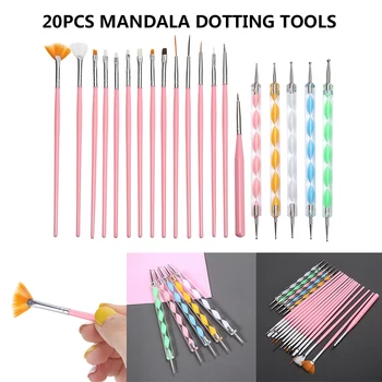 20pcs Mandala Dotting Tööriistad Kivi Maali Kits Art Pen Paint Brush Set Multifunktsionaalne Reljeef Dot Kit Dotting Tool Set Käsitöö