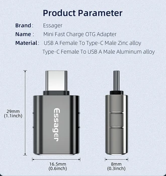 Mini USB A Tüüp-c Adapter Mees Naine Ühendus Essager USB Type C OTG Adapter USB 3.0 USB-C-Mees Converter Plug And Play