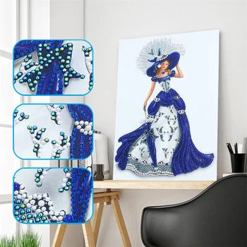 Mood Kleit Lady Diamond Maali 5D DIY Eriline-kuju Puurida Iseloomu Serie Kodu Kaunistamiseks Kingitus Rippus Maal 30x40cm