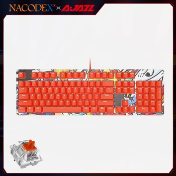AJAZZ NACODEX DKM150 Värvi ülemine kate 104 võtmed Mehaaniline Põimitud Mängude Mehaaniline Klaviatuur LED Valgustus Mõju Pruun Lüliti