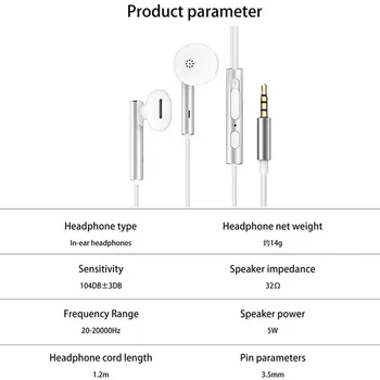 Korter Traat Sport Telefoni Kõrvaklapid Earbuds Mp3 Kõrva Juhtmega Kuular Stereo Kõrvaklapid Headset koos mic-Bass jaoks Xiaomi Telefon