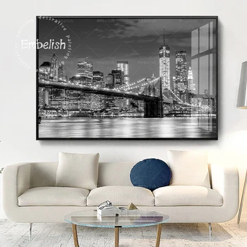 Embelish 1 tk Must Ja Valge New Yorgi Kaasaegse Kodu Decor Seina Pildid elutuba HD Lõuend Maalid, Plakatid