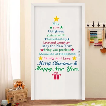 Värvikas Häid Jõule Akna Seina Kleebised Plakatid, Kleebised Veekindel Õnnistus Head Uut Aastat Jõulupuu Tähed Home Decor