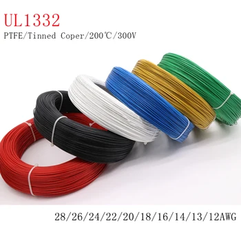 5/10M UL1332 PTFE Traat FEP plastisolatsiooniga Kõrge Temperatuur Elektron Cable 300V 28/26/24/22/20/18/16/14/13/12AWG