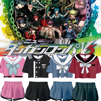 Anime Danganronpa V3: Tapmine Harmoonia Saihara Shuichi Cosplay Kostüüm Crop Top, lühikesed Püksid Kahe Töö Seab Halloween kostüümid kleit UUS