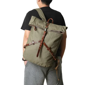 Isikliku lõuendi meeste seljakott väljas koolikoti suure mahutavusega reisi seljakott nahast risti kuju mägironimine kott