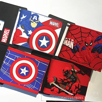 Disney Avengers Spider-Man Kapten Ameerika Deadpool PVC Pehme Rahakott Kaks Kokkuklapitavad Rahakott Anda Poiss Sünnipäeva Kingitus