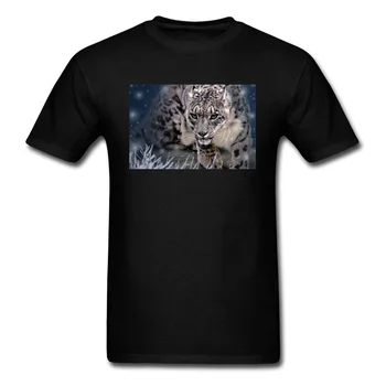 Mood Snow Leopard Mõju Meeste Must T-särk, Lühikesed Varrukad Tops & Tees Puuvillast Riided 3D Digital Print Oma T-Särk