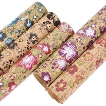 2019 Vintage Flower Real Soft Cork Fabric For Garment Bags Synthetic Leather DIY Sewing Materials Supplies