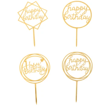 10tk/palju Akrüül Omanik Kirjalikult Happy Birthday Cake Torukübar Magustoit Suurepärane Teenetemärgi Sünnipäeva Armas Kingitus