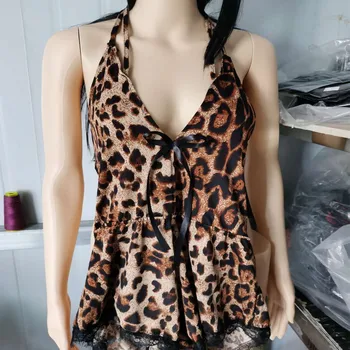 S-3XL Leopard Printida Aluspesu Pluss Suurus Naistepesu Seksikas Bowknot Naiste Bodysuit V-Kaeluse Teddies Porn Erootilised Kostüümid Sugu Lenceria