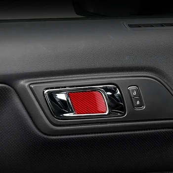 2tk Punane Auto süsinikkiust Sisemine Ukse Käepide Kaussi Patch Paneel Dekoratiivne Kate Sisekujundus Kleebis Ford Mustang-2019