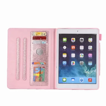 Glitter Case for iPad 9.7 2017 2018 Uus A1822 A1893 PU Nahk Funda Katta Auto Sleep/Wake 6. põlvkonna Puhul kaardi pesa